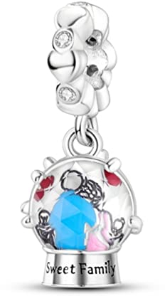 Streetculture Familie in Schneekugel Eltern - Charm 925 Silber Bettelarmband Anhänger Zubehör Geschenk Sterlingsilber