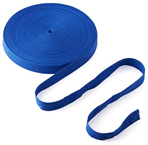 Pandahall 45 m Baumwoll-Köperband, Fischgrätenband, Rolle, Klebeband zum Nähen, Basteln, Schneidern, Binden, Gurtband, Geschenkverpackung, Tasche, Gürtel, blau, 20 mm