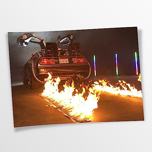Poster Delorean mit Flammen, Zurück in die Zukunft Auto, Klein bis XXL, Inneneinrichtung - Wohnzimmer - Wohnung, Dekoration