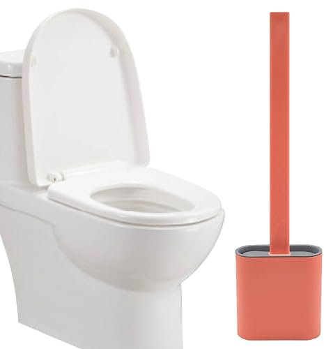 ZLONGYAN toilet brush, toilet brushes & holders with silicone bristles, floor or wall mounted toilet brush and holder set without drilling. plungers for bathroom with holder (pink)