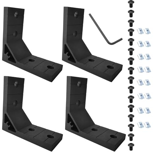 4Pcs Black 4040 Corner Brackets Set with 16Pcs M8 T Slot Nuts, 16Pcs M8x18mm Hex Socket Cap Screw and 1Pcs M5 Wrench for 2020 Series Aluminum Extrusion Profile