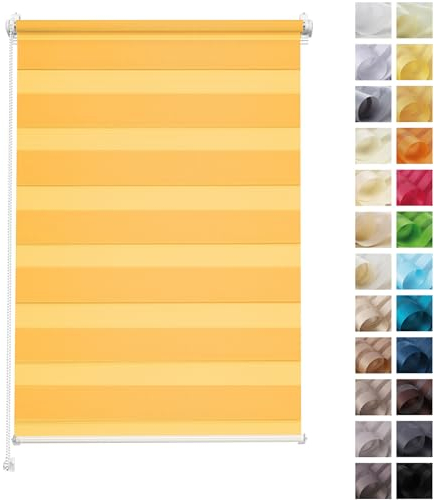 Rettika Doppelrollo ohne Bohren, klemmfix - Orange, Breite: 80cm, Höhe 150 - Rollos für Fenster ohne Bohren, Fenster rollos für innen, Duo Rollo