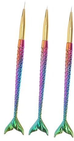 Healeved 9pièces Pinceaux De Nail Art Forme De Sirène De Stylos Liner Créatifs Pour Dessins Précis Sur Outils De Maquillage Pour Femmes