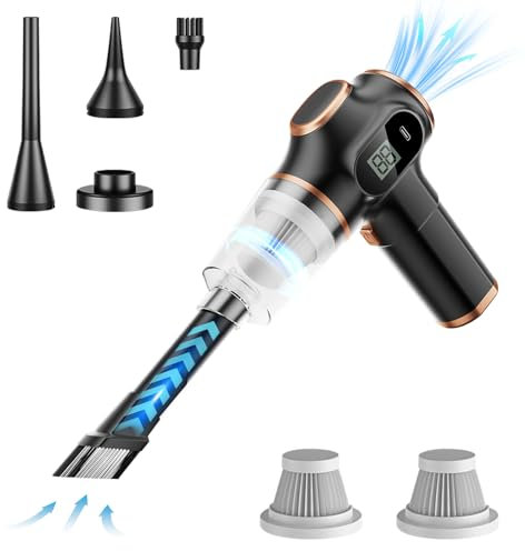 Gotrain Handheld Vacuum Cordless, Car Vacuum Cleaner Powerful 6000Pa Rechargeable Portable Vacuum Cleaner, Car Hoover Powerful with 2 Filters, USB Car Vacuum Cleaner High Power Suction (Black)
