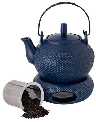 TEATALK Ceramic Teapot with Strainer and Warmer 27 oz Large Tea Pot with Infuser for Loose Tea