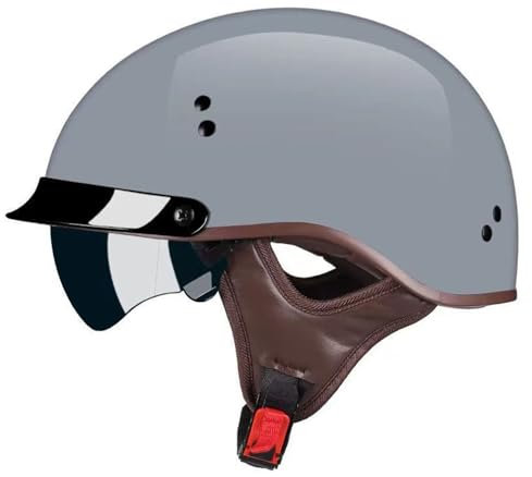 Retro Casque Moto Jet Homme Et Femme Demi Casque Moto Casques Bols ECE Homologué Vintage Open Face Classic Demi Casque Moto avec Visièr Demi Casque Scooter 2,M