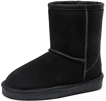 DREAM PAIRS KIDS FuzzyClassic Stivale a Metà Polpaccio per Bambini Antiscivolo Caldo Stivali da Invernali per Ragazzi,Size 30,Tutto Nero,SHORTY-K