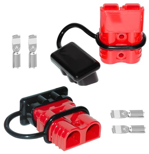Anderson Lot de 2 connecteurs 50 A 12-36 V pour batteries 12-36 V - Connecteurs pour câbles de calibre 6 à 12, pour treuils de voiture, vélo, VTT, moteurs et plus encore, SB50 Rouge
