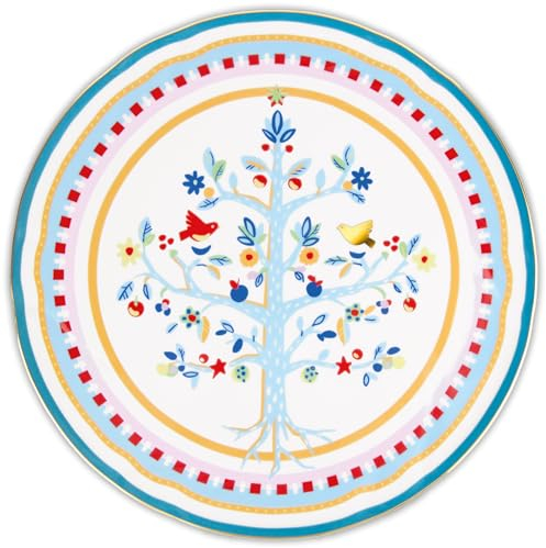 Baci Milano Piatto Torta Porcellana decoro Albero della Vita diam 32cm