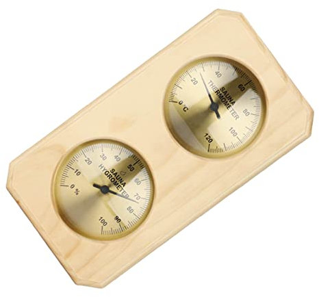 OFFSCH Bimetall Sauna Hygrometer Thermometer Holz Wandmontage Präzise Temperatur Luftfeuchtigkeitsmesser Sauna Zubehör Für Heimsauna Schwimmbad Dampfbad