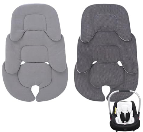 JUMUAO Universal Kinderwagen Sitzauflage,Sitzverkleinerer Autositz Babyschale Einlage,Weiche und Reversible Autositz Kinderwagenauflage mit Nacken-Matte zum Schutz,für Babyschale Buggy (Grau)