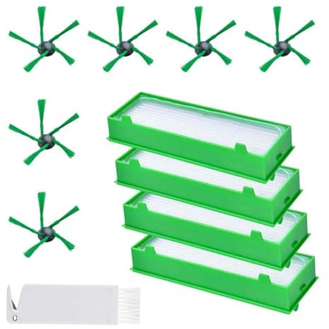 MYAYD Ersatzteil-Set für Vorwerk Kobold VR200 VR300 Saugroboter, 4 Filter, 6 Seitenbürsten und 1 kleine Bürste