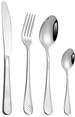 OIJHHFYGDK Couverts de Table en Acier Inoxydable carrés 24 pièces Couteau Fourchette Cuillère Coffret Cadeau Argenterie pour Cuisine Ensemble de Couverts Portables Ustensiles de Cuisine argentés
