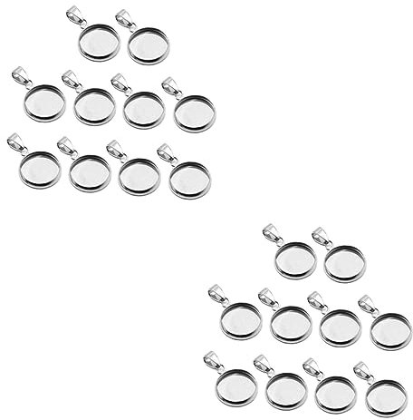 Tofficu 2 Juegos Bases Bisel De Joyería Bisel Colgante Espacios En Pendientes De Plata De Ley Colgante De Plata Joyas Bandejas Colgantes Base Redonda De Corcho Silver 20 Piezas * 2