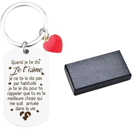 Harsever Porte Clé Saint Valentin avec Boîte Cadeau - Idée Couple Homme Femme pour Anniversaire