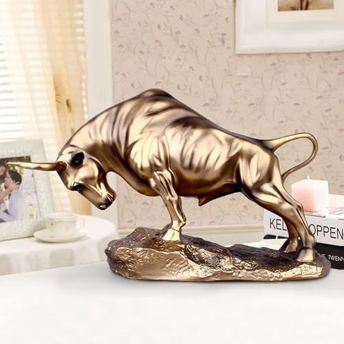 SYLUOQP Bull Figur Feng Shui Statue, Wall Street Bull Statue, Home Decoration Bull Statue, Stier vertritt viel Glück der Karriere und des Reichtums,34 * 11.5 * 22cm