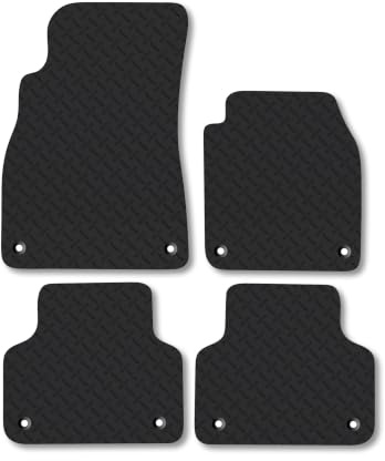 Audi Q8 (2019+) Heavy Duty Thick Rubber Car Mats Accessories Tailored Fit Front Rear Set Compatible Accessory Waterproof Durable Non-Slip 5mm Full Coverage Protection with Clips