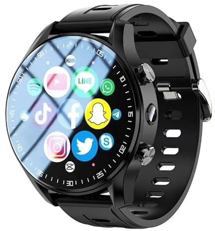 JINSHANGZI Reloj inteligente de lujo 4G, tarjeta SIM, cámara dual, videollamada, 8G + 128GB ROM con WiFi, GPS, impermeable, Gooogle Play Store para hombres y mujeres, regalo (negro, RAM 8 GB ROM 128