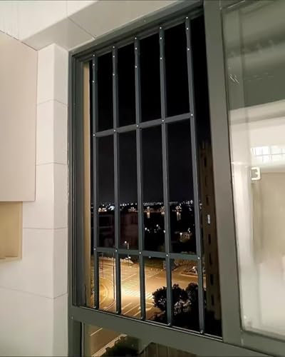 Oracra Reja Ventana Protectores de Ventanas Sin Taladro para Niños y Mascotas, Barandilla de Seguridad con Barras Antirrobo de Altura Ajustable, Reja de Aluminio Compacta(140-150cm(55-59in))