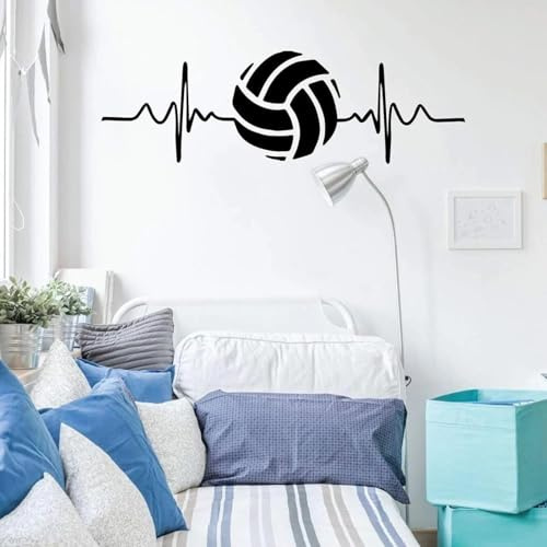 MIAOKEJIA Volleyball-Wandaufkleber, Herzschlag-Kunst-Aufkleber für Schlafzimmer oder Spielzimmer, Jugendzimmer-Dekor, Innenwand-Dekor, Wandaufkleber
