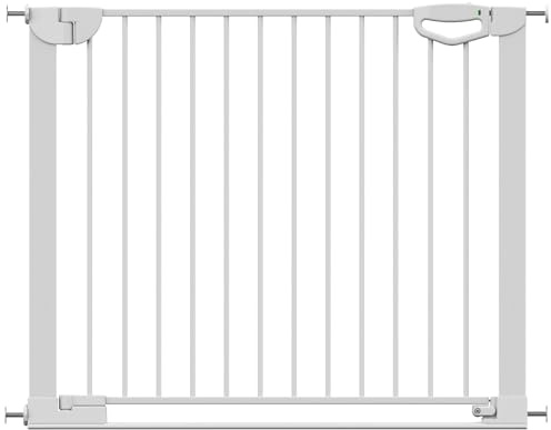 Geuther Türschutzgitter Easylock Flatstep Weiß I Treppenschutzgitter zum Klemmen oder Bohren I Breite 97-104 cm I Türschutz für Ihr Baby & Haustier I Kinderschutzgitter beidseitig öffnend