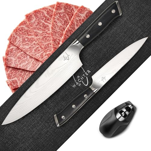 Wächter Messer Geschenkset – 2 Kochmesser aus hochwertigem Edelstahl | scharf & rostfrei | Ergonomischer Griff | In edler Geschenkbox – Ideal als Geschenk für Köche & Hobbyköche