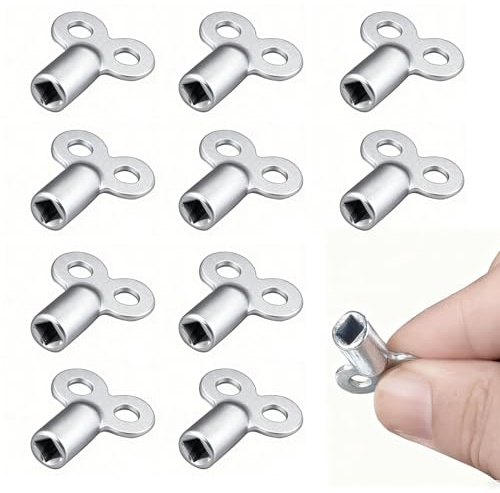 10 Pièces Clés de Purge pour Radiateur, Universelle Clés de Purge Clés Carrées Cle Chauffage Central et Accessoires compatibles avec Tous Types de Chauffages pour de Nombreux Radiateurs Argent