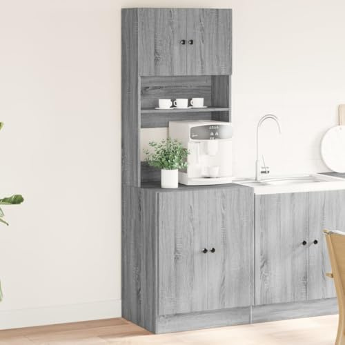 Emmtore Küchenschrank Küchenzeile mit Türen Schubladen, Hochschrank für Küche Restaurant Hotel, Küchenmöbel, Modern Grau Sonoma 60x50x180 cm Holzwerkstoff