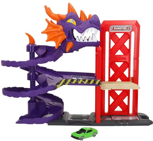 ColorBaby Teamsterz Garaje dragón, 1 vehículo, Ascensor Incorporado, Juegos de Coches, Coches de Carreras, Dragones de Juguete, Juguetes para niños pequeños, Recomendado + 3 años (39499)
