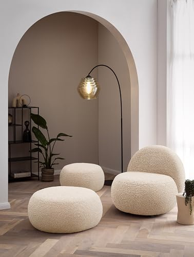 DOMO. collection Sessel Tolima, Polstersessel, rund, Füße mit Filzgleitern, Armsessel, 73 x 75 x 76 cm (BxTxH), Creme