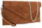 LeahWard Wrist Strap Genuine Italian Suede Leather Envelope Clutch Bags Party Wedding Purse Handbag Cross Body Bag CW01 (Camel)
