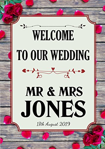 Personalised Welcome to Our Wedding Sign Poster Banner - Print N169 (Print Only) (A1 (59.4cm x 84.1cm))