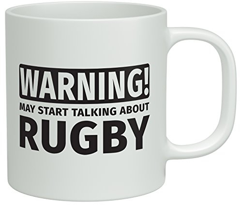 Shopagift Warning May Start Talking about Rugby White 10oz Novelty Gift Mug Cup