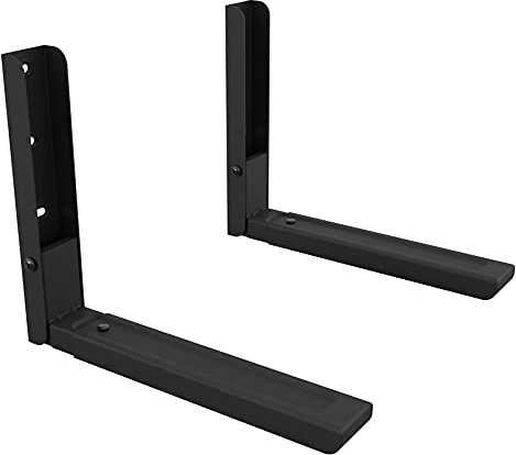 AVF Universal Microwave Wall Bracket - Black Mount, Fits all Standard Microwaves, Depth Adjustable - For Solid Wall or Wood Stud - Max Weight 45kg