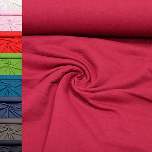 MAGAM-Stoffe Ben Sweatstoff Uni innen Angeraut und weich Meterware ab 50cm (06. Dunkelrot)