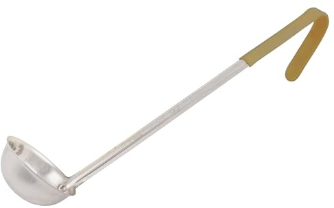 Winco Prime One Piece Stainless Steel Ladle, NSF Listed, 3 Ounce, 13.5, Tan