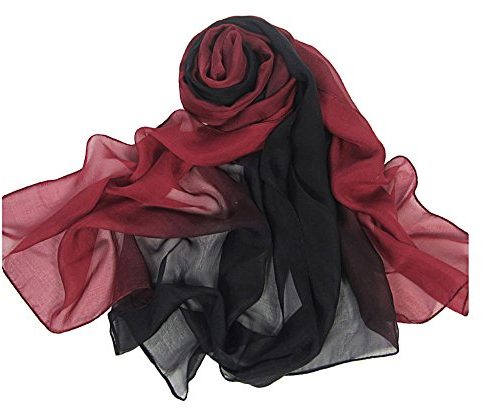 LoveSilk Lange Georgette Seidentuch 100% Seiden-schals Stola in Farbverlauf Farbe Rot/Schwarz