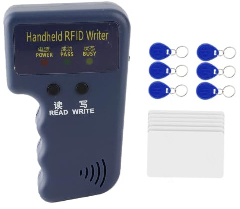 125 kHz RFID Reader Writer RFID-Kartenkopierer EM4100 EM410X Handheld-RFID-ID-Karten-Duplikator mit 6 ID-Karten und Tags für Community, Schule, Büro usw.