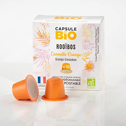 Capsule & Bio Tè Rooibos con arancia e cannella - 10 capsule di tè senza alluminio e compostabili, compatibili con Nespresso®