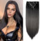 TESS Haarteile Clip in Extensions wie Echthaar Kunsthaar günstig 8 Tressen 18 Clips Haarverlängerung Glatt 26(66cm)-140g Schwarz