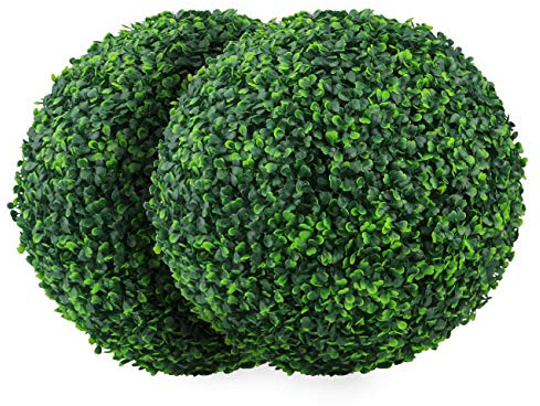 Sunnyglade 2 palline artificiali da 39,9 cm, 4 strati, in finto bosso decorativo, per cortile, balcone, giardino, matrimoni e decorazioni per la casa (40 cm)