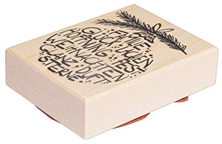Rayher Stempel Holz Weihnachtsglück, 6 x 8 cm, Holzstempel Weihnachten, zum Gestalten von Karten, Umschlägen, Geschenken, Butterer Stempel, 29219000, Weiß