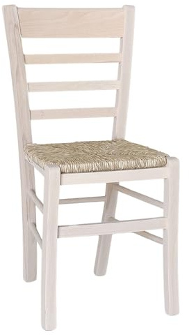 okaffarefatto zimbardi costanza Chaise en bois massif avec assise en paille, modèle Sara à peindre