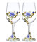 XUDREZ Handmade Painted Enamel Flower Gin Balloon Glass Wine Glass Set, Red Wine Set of 2, Birthday Gifts for Women Mum Friends Mothers Day, Lead-Free (Blue Lily（Set of 2）)