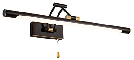 WRMING Vintage LED Spiegellampe für Badezimmer, Retro Messing Badleuchte mit Schalter, Verstellbar und klappbarer Arm, Bad 7W Spiegelleuchte Wandbeleuchtung, 35cm, 560lm, 4000K Neutralweiß,Schwarz