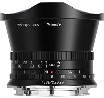 TT Artisan Objectif Fisheye 7,5 mm F2.0 APS-C - Objectif Fuji X Mount Noir Ultra Grand Angle avec Angle de Vue de 180 degrés.
