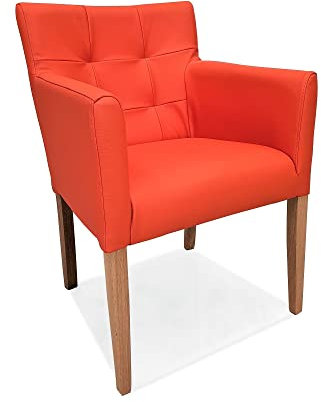Quattro Meble Orange Echtleder Esszimmerstühle Kross Arm Pik Leder Toledo Stühle Lederstühle Sessel mit Armlehnen Echt Leder Esszimmer Stuhl viele Farben