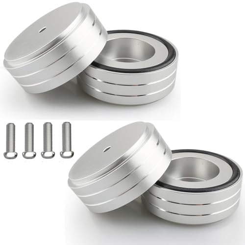 Tertullus 4 Pcs Turntable Feet Aluminum HiFi Turntable Isolation Feet Aluminum Stand Speakers Spikes Audio Pads 58x22mm for HiFi Amplifier/Speaker/Turntable/Player(Silver)