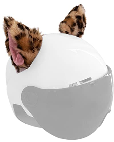 Katzenohren für Helm, Plüschohren, selbstklebend, Helm-Zubehör für Fahrrad, Motorrad, glatte Oberflächen, Helm-Dekor, Leopard