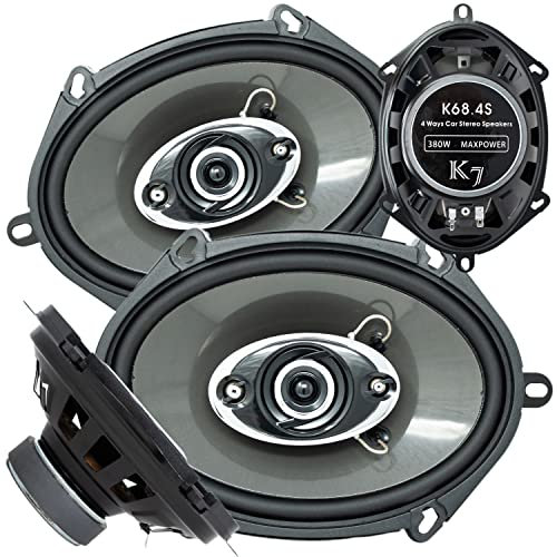 AUDIOTEK 2 x K7 5x7 / 6x8 Zoll 4-Wege-380 Watt Koaxial-Auto-Lautsprecher CEA-bewertet 4 Ohm für Auto, Wohnmobil, ATV, Motorrad (Paar) (2 Lautsprecher)